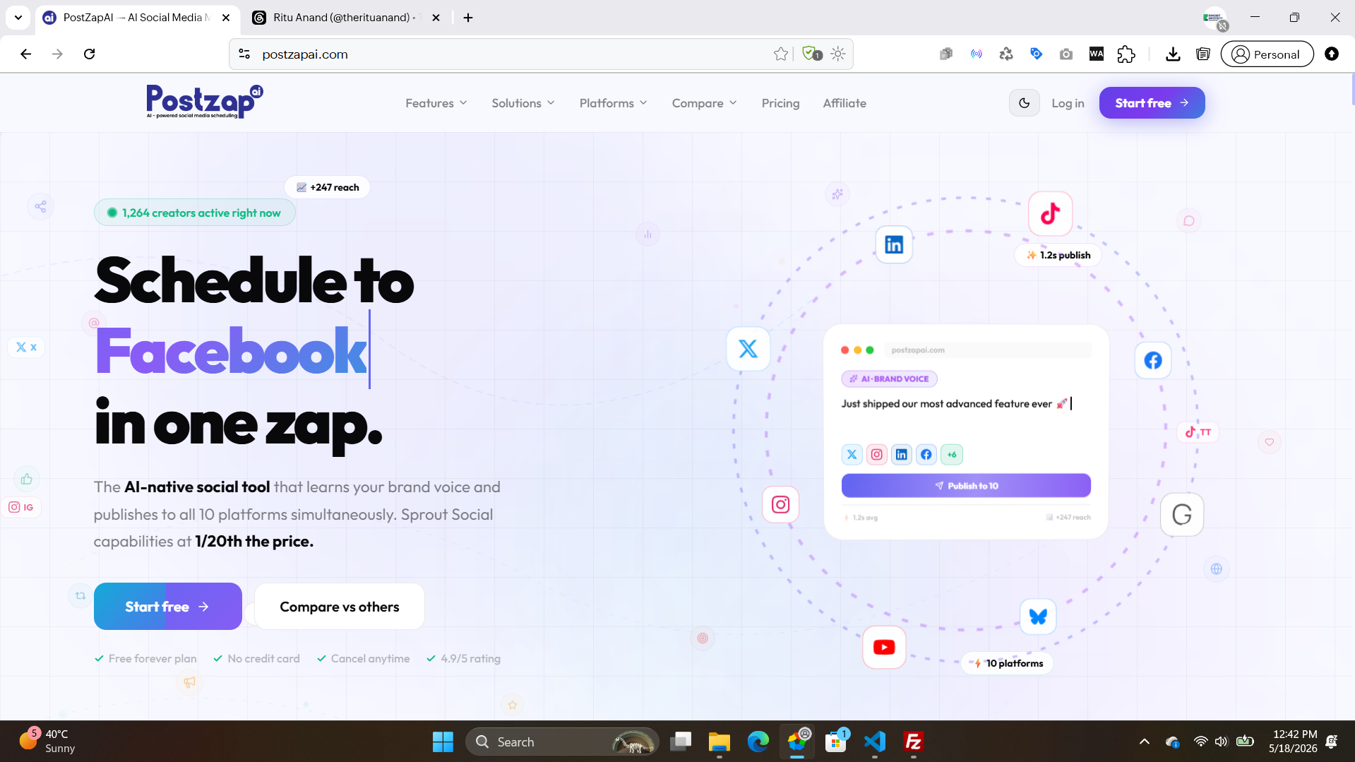 PostZapAI — AI Social Media Management Tool screenshot 1
