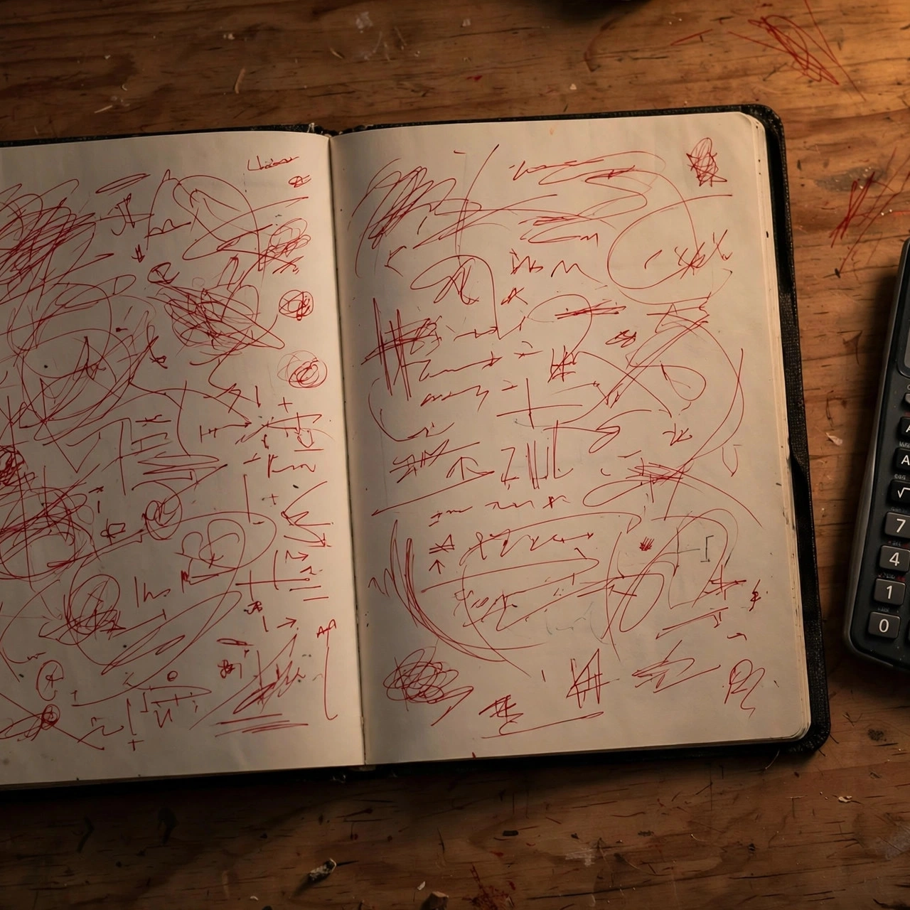 Red numbers, open book